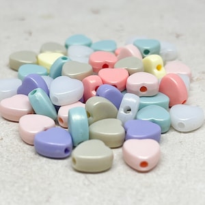 Acryl Herzen, Herzen Perlen Bunt gemischt, Motiv Perlen Herz, Pastell Herzen Perlen