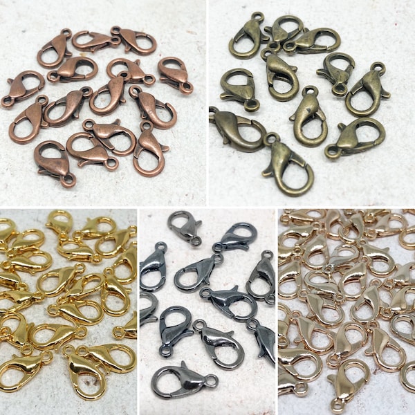 Pack of 25 carabiners, clasps, chain clasp, 12/14 mm carabiners