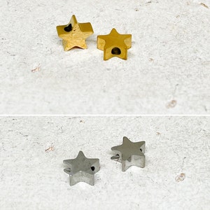 2 Stainless Steel Stars, Star Connectors, DIY Bracelet Gold-Plated Stainless Steel Stars