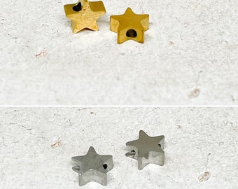 2 St. Sterne aus Edelstahl, Stern Verbinder, DIY Armband Vergoldete Sterne aus Edelstahl