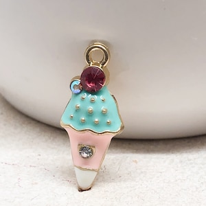 3 pcs. pendant ice, enamel pendant with zirconia stones, charm pendant ice
