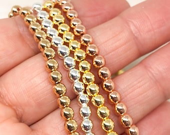 Hämatit Perlen Vergoldet, Versilbert, 4mm Hämatit Perlen, 95 St. pro Strang, verschiedene Farben