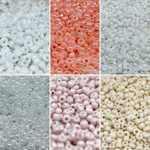 20 gram rocaille kralen, 8EUR/100g, rocaille 2 mm, beige rocaille, rocailles 12/0 2 mm, rocaille oranje, rocaille wit
