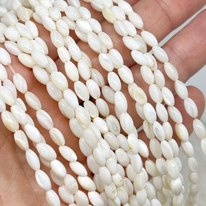 45 pieces of oval mother-of-pearl beads, shell beads oval 8 mm