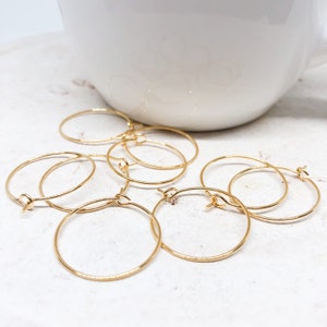 5 pairs of gold-plated hoop earrings, 22 mm gold-plated hoop earrings, hoop earrings, round hoop earrings, DIY earrings