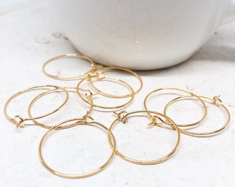 5 pairs of gold-plated hoop earrings, 22 mm, round DIY hoop earrings
