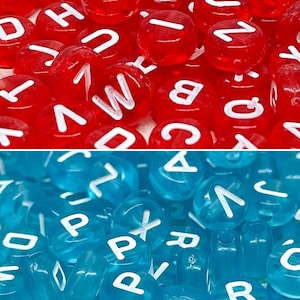 100 St. Buchstabenperlen, Blaue Buchstaben 7mm, Alphabet Perlen