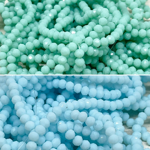 Kristallperlen 4mm 120 St., Hellblau, Pastellgrüne Perlen, Facettierte Perlen Grün/Blau