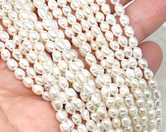 1 Strang Süßwasser Perlen 6-7mm x 4-5mm, 25 St. Zuchtperlen Creme Weiß, Natur Perlen, Barock Perlen, Echte Perlen