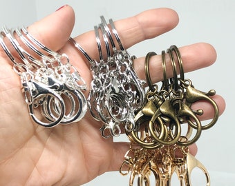 5 Keyrings with Carabiner Clasp, 68 x 30 mm, Keyrings for Lanyard, Handbag, DIY Carabiner Hooks