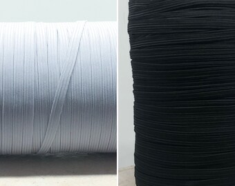 Elastisches Band, Elastikband 6mm/5mm  Gummikordel Weiß / Schwarz, 5 Meter Band, 0,60EUR/m