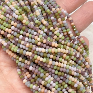 180 pcs. Crystal beads 2 mm, cut glass beads, green/purple colorful, glass beads colorful No. 02