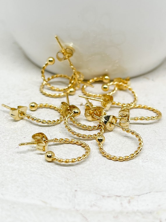 3 Paar Edelstahl  Creolen, gedrehte halbe Creolen goldfarben, Runde Edelstahl Creolen, DIY Ohrringe