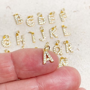 Initialen Anhänger, Alphabet Perlen A-Z, vergoldete Buchtaben Charms, Initial A-Z, Zirkon Buchstaben