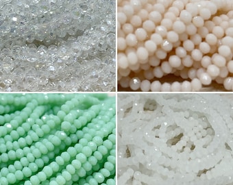 Kristallperlen 2mm 180 St., Weiß / Grün/ Kristall/ Weiß, Glasschliffperlen facettierte Perlen 2mm