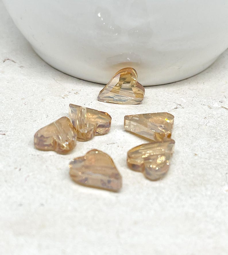Crystal hearts 22 mm x 10 mm, 10 pieces. Crystal beads beige. image 2