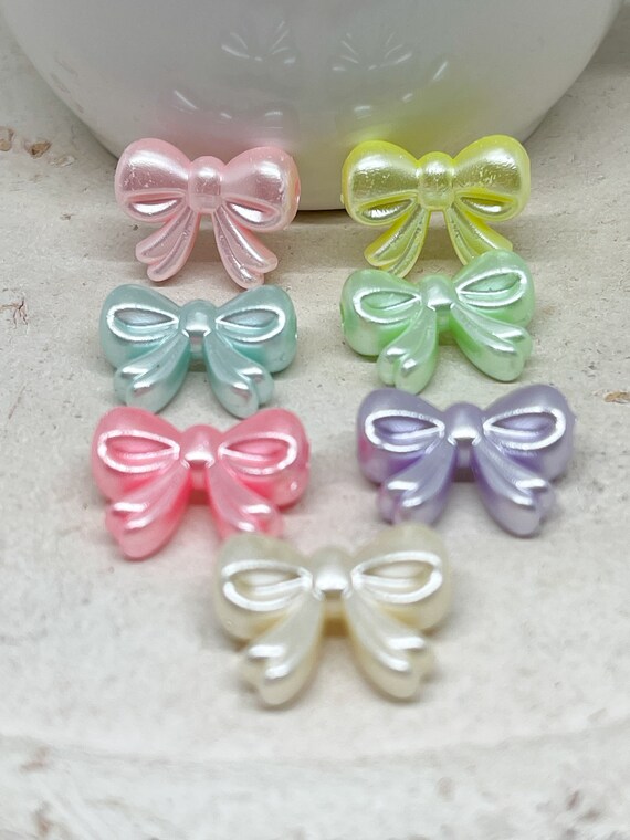 20 Acrylic Beaded Bows, Assorted Colors, Beaded Bow Motif - Etsy display picture 1