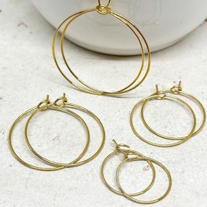 IP ion coating, 6 stainless steel hoop earrings, 3 pairs of hoop earrings, stainless steel 316L, gold-colored image 1