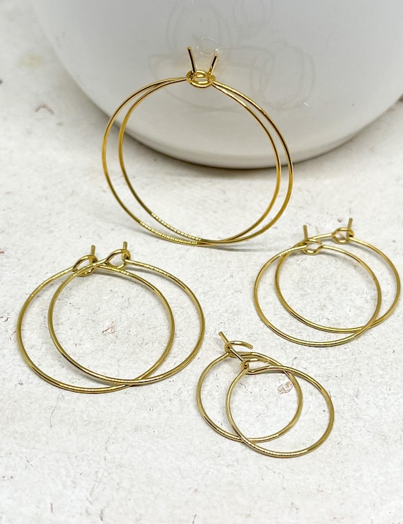 IP Ionenbeschichtung 6 St. Edelstahl Creolen, 3 Paar Creolen Edelstahl 316L goldfarben