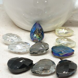 Crystal teardrops 18 mm, 10 pcs. Crystal beads, faceted teardrops, different colours