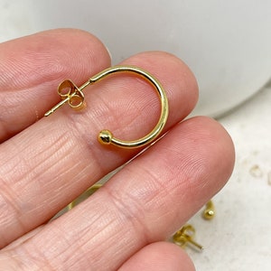 3 pairs of stainless steel hoop earrings, twisted half hoops, gold-colored, round stainless steel hoop earrings, DIY earrings image 4