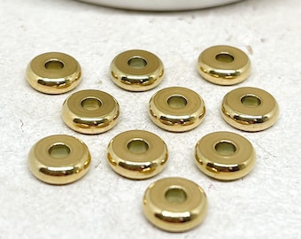 Cuentas espaciadoras con revestimiento de iones IP, 10 unidades, cuentas de acero inoxidable de 8 mm x 2,5 mm para pulseras DIY, rondelles de acero inoxidable