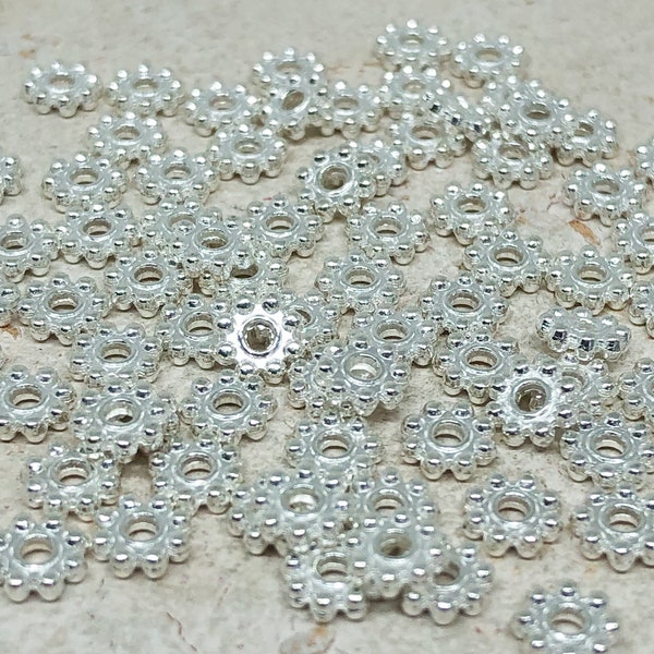 50 St. Spacer Perle, Silberfarben, Schneeflocke