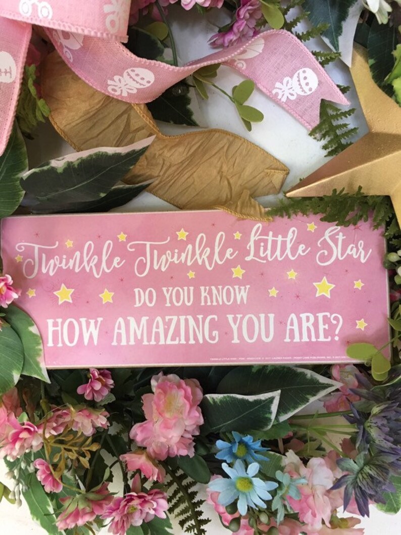 Twinkle twinkle little star A Star is Born, Baby shower Door Baby Girl nursery hoop