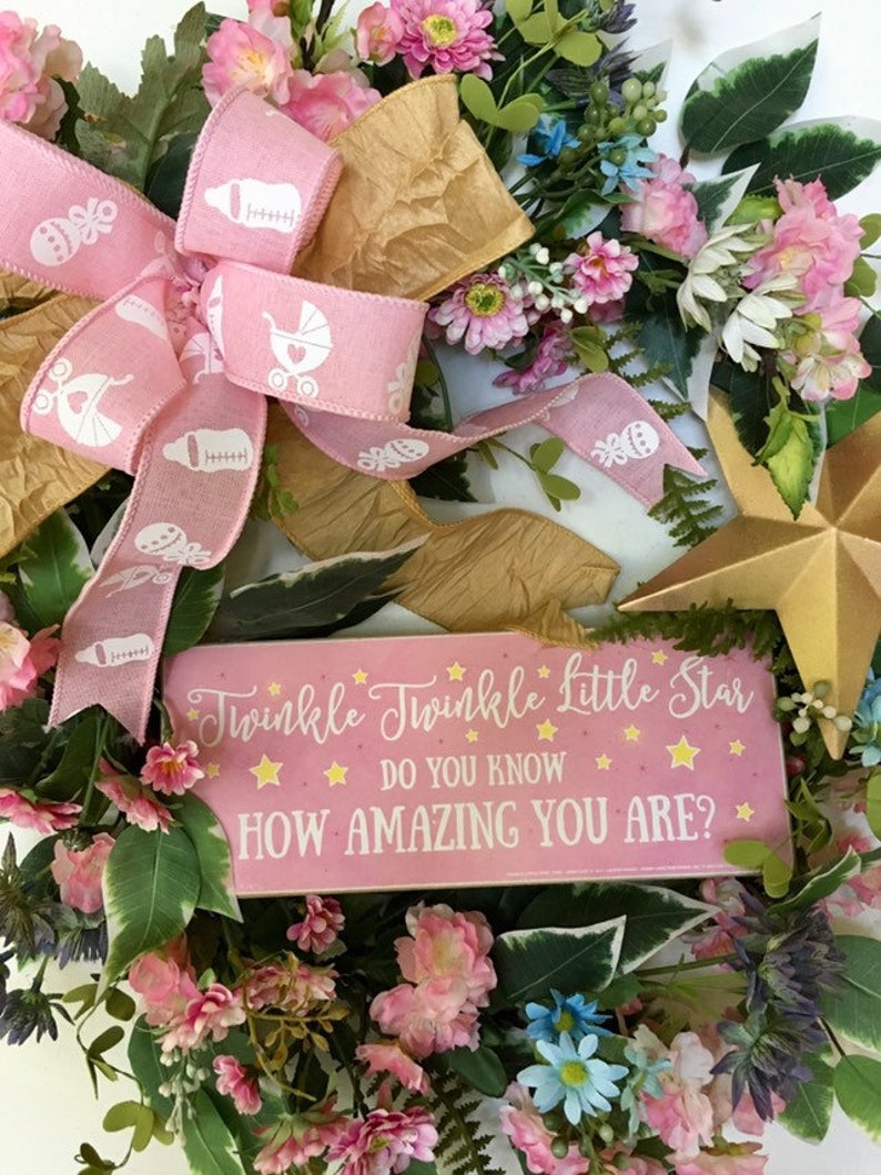 Twinkle twinkle little star A Star is Born, Baby shower Door Baby Girl nursery hoop
