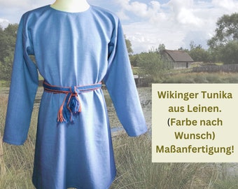 Made-to-measure Viking tunic made of linen (color of your choice), partly hand-sewn, for reenactment, living history and larp