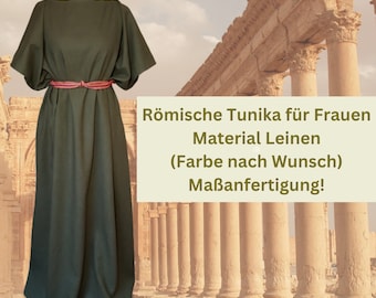 Custom-made Roman linen dress, Roman tunic, partly machine-sewn (color as desired), for reenactment, living history and larp