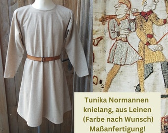 Tunic Normanne made of linen (color of your choice), made to measure, partly machine-sewn, for reenactment, living history, larp and cosplay