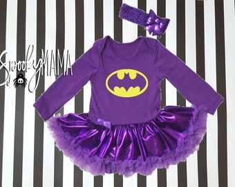 baby girl halloween costume bat cute 2pc purple and gold superhero tutu dress costume for baby girls with matching headband 1st birthday