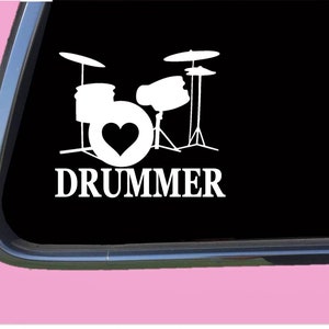 Drummer with Heart TP 422 vinyl  Decal Sticker snare bass pedal drumset drum