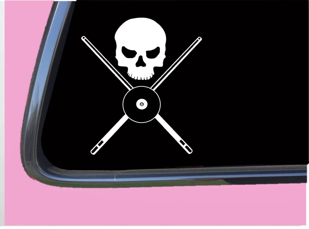 Pool Skull Sticker Pool Set Skull Boy Crossbones TP 561 Vinyl Decal Sticker Billiards Cue ...
