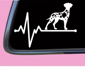 Harlequin Great Dane lifeline uncropped TP 549 vinyl  Decal Sticker heartbeat