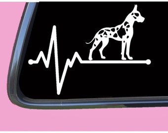 Harlequin Great Dane lifeline cropped TP 550 vinyl  Decal Sticker heartbeat