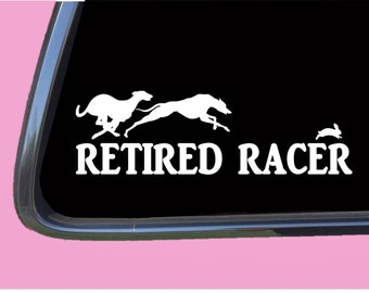 Greyhound Retired TP 966 vinyl Decal Sticker racer muzzle leash rescue