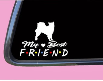 May include: White silhouette of a dog with the text "My Best Friend" with colorful dots replacing the letters in "Friend".