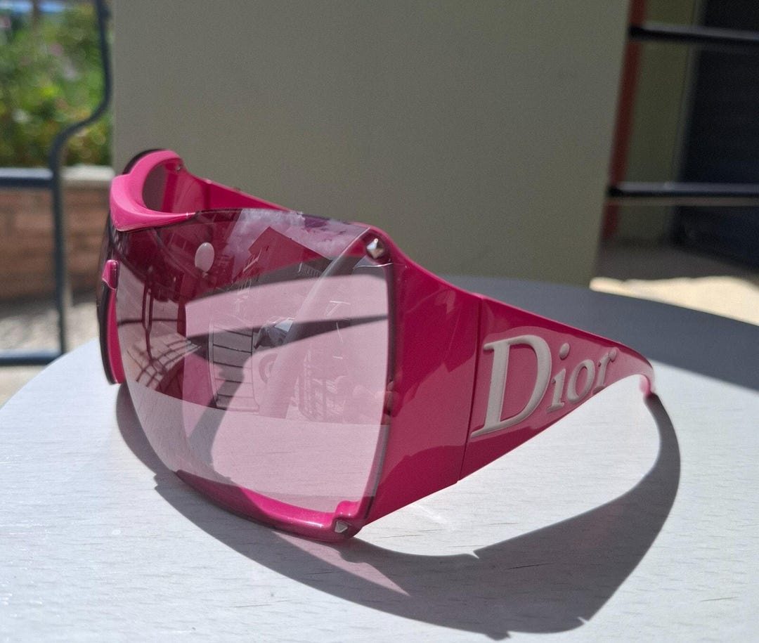 Vintage Y2K Dior Overshine 1 N5WSZ Pink Shield Sunglasses – 2000s