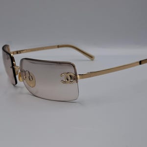 CHANEL クリアレンズサングラス ストーン付き Chanel rimless sunglasses rhinestone - Etsy 日本