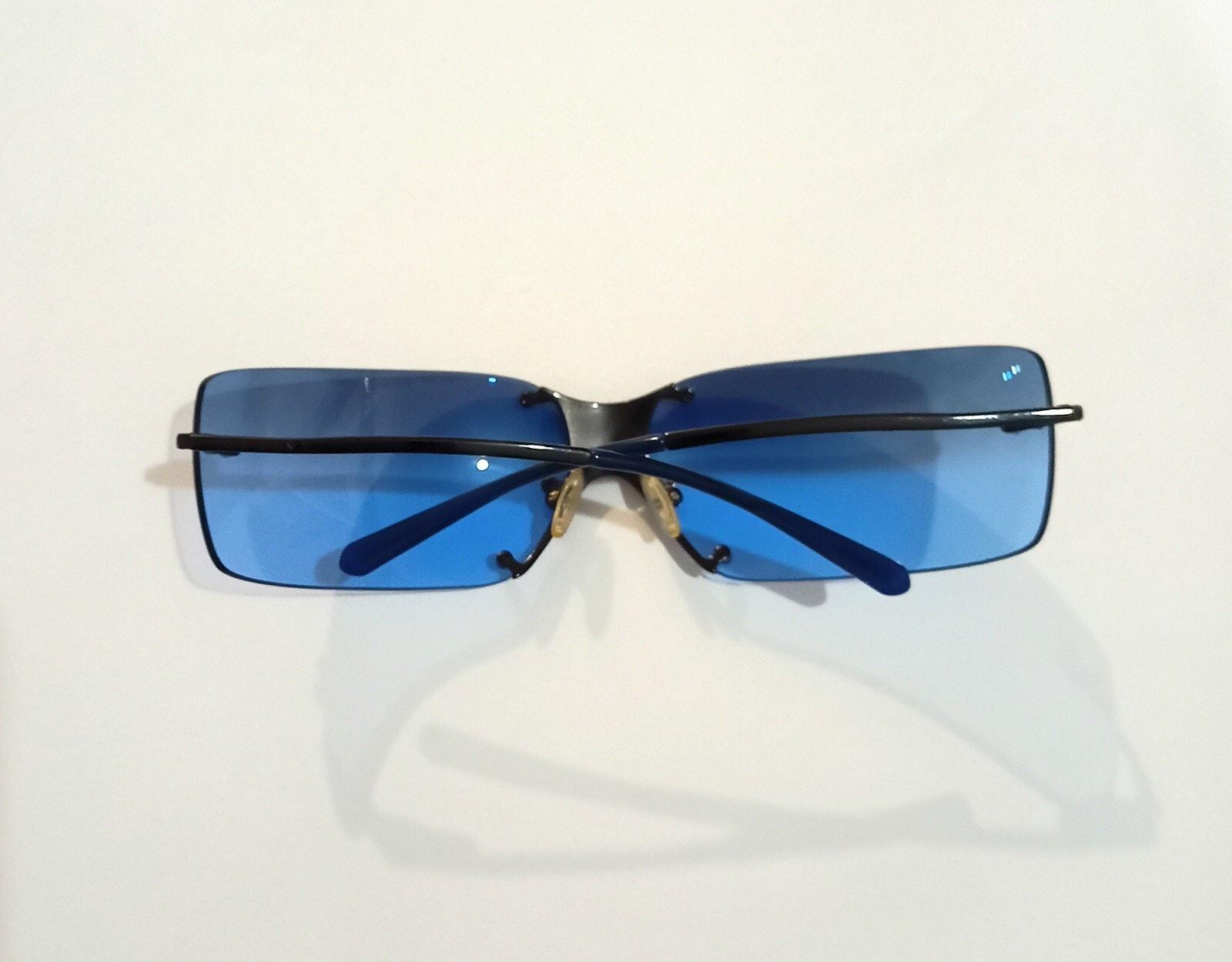 Vintage Υ2κ Celine Blue Tint SC1033 568X Rimless Sunglasses 