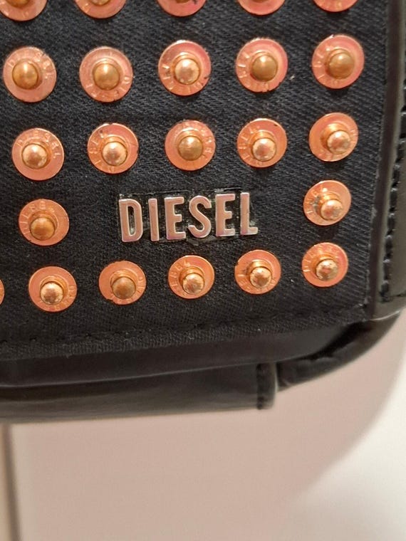Vintage Y2K Diesel Black Leather Crossbody Bag With Studs - Etsy