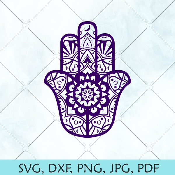 Hamsa Mandala SVG / Yoga hand cut file / Mandala Silhouette / Namaste Vector / Mandala PNG / SVG Files for Cricut Silhouette and Brother