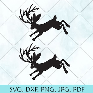 Jackalope SVG / Wild Jackalope SVG / Running Jackalope Silhouette / Rabbit Antlers Vector / Rabbit Svg /Files for Cricut Silhouette Brother