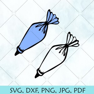 Sac de tuyauterie SVG / cuisson SVG / biscuits gâteau décoration svg, PNG / Silhouette / Vector / Cricut Silhouette frère coupe le téléchargement des fichiers