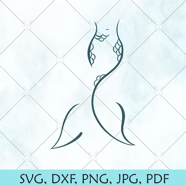 Mermaid tail SVG / Mermaid svg  / Mermaid outline SVG / Mermaid Silhouette / Mermaid Cricut / Cut File for Cricut brother and Silhouette