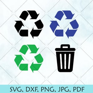 Gestione dei rifiuti SVG / Riciclaggio SVG / Simbolo di riciclaggio Silhouette SVG / Cricut Silhouette Brother file di taglio download