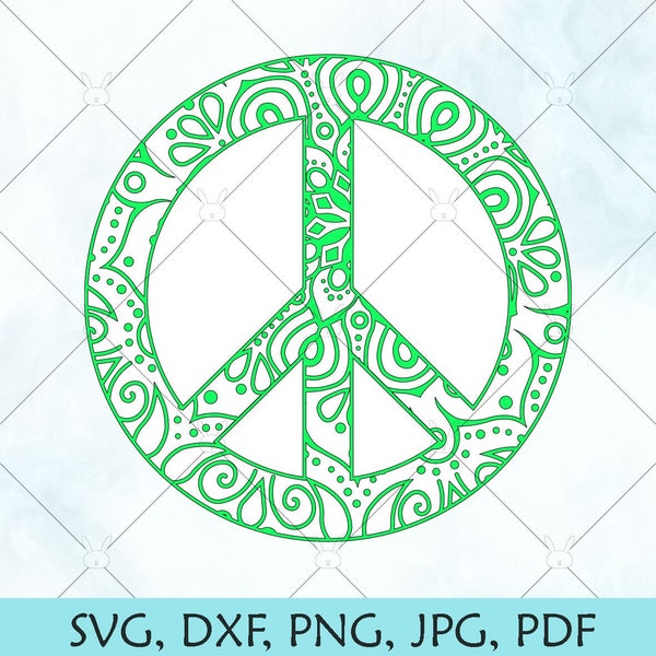 Peace Sign Mandala SVG / Mandala cut file PNG / Peace Silhouette / Peace Symbol Vector/ SVG Files for Cricut Silhouette and Brother