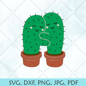 Étreindre cactus SVG/cute catus amis SVG/vecteur de Cacti/cactus en pots png/coupe fichier pour Cricut silhouette et frère